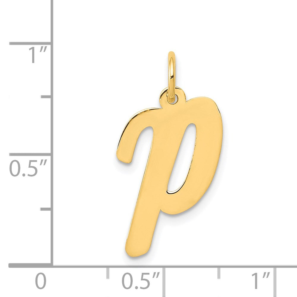 14K Gelbgold 14K Groß Schreibschrift Buchstabe P Initiale Charm