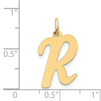 14K Gelbgold 14K Groß Schreibschrift Buchstabe R Initiale Charm