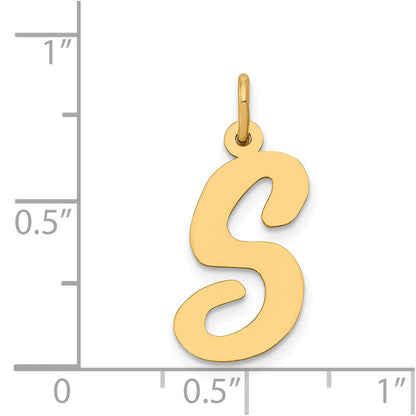 14K Gelbgold 14K Groß Schreibschrift Buchstabe S Initiale Charm