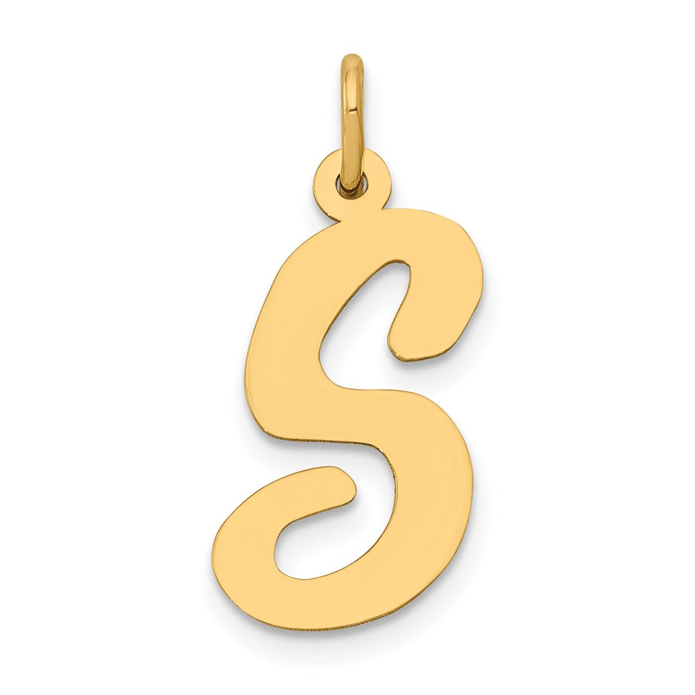 14K Gelbgold 14K Groß Schreibschrift Buchstabe S Initiale Charm