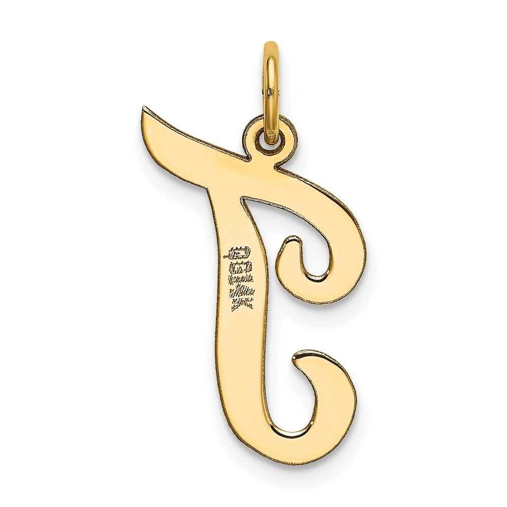 14K Gelbgold 14K Groß Schreibschrift Buchstabe T Initiale Charm