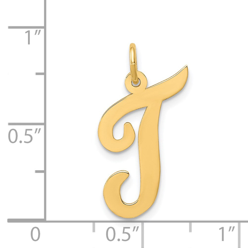 14K Gelbgold 14K Groß Schreibschrift Buchstabe T Initiale Charm