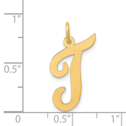 14K Gelbgold 14K Groß Schreibschrift Buchstabe T Initiale Charm