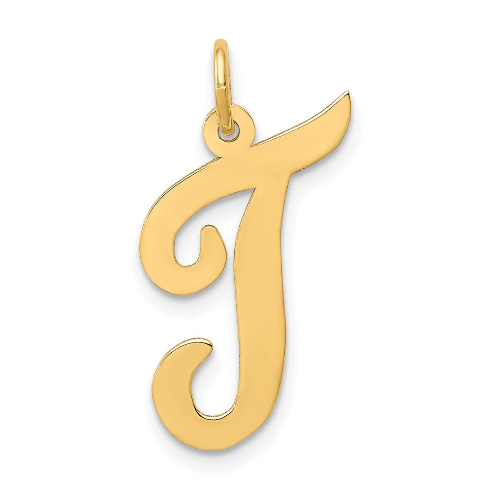 14K Gelbgold 14K Groß Schreibschrift Buchstabe T Initiale Charm