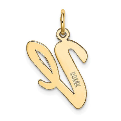 14K Gelbgold 14K Groß Schreibschrift Buchstabe V Initiale Charm