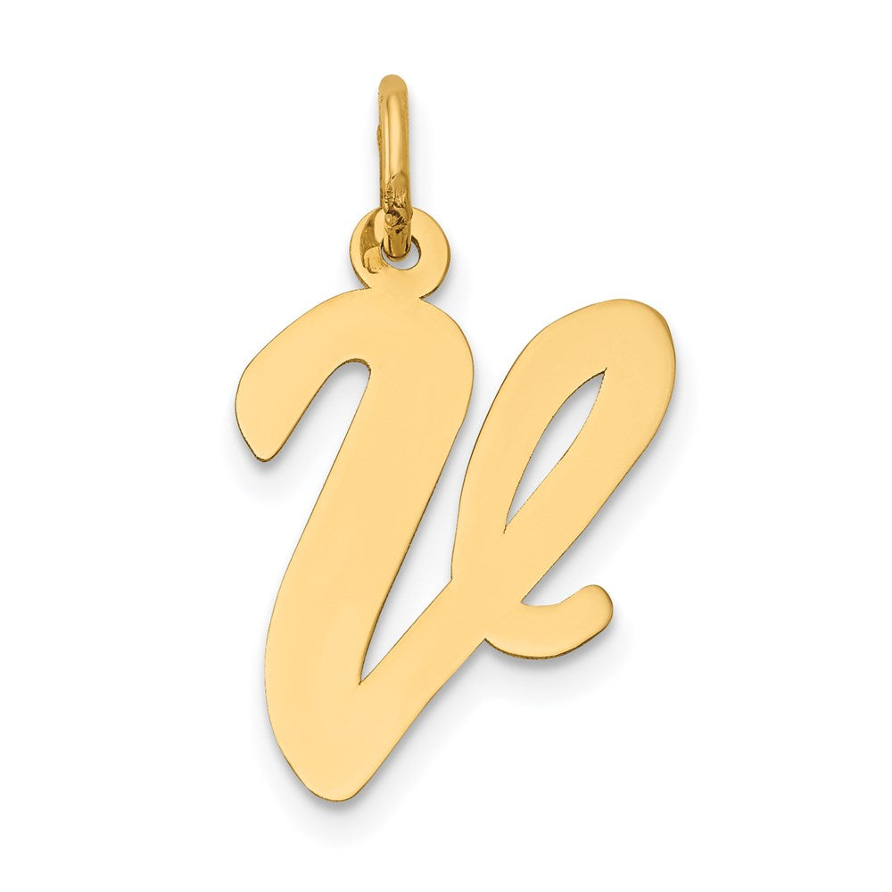 14K Gelbgold 14K Groß Schreibschrift Buchstabe V Initiale Charm