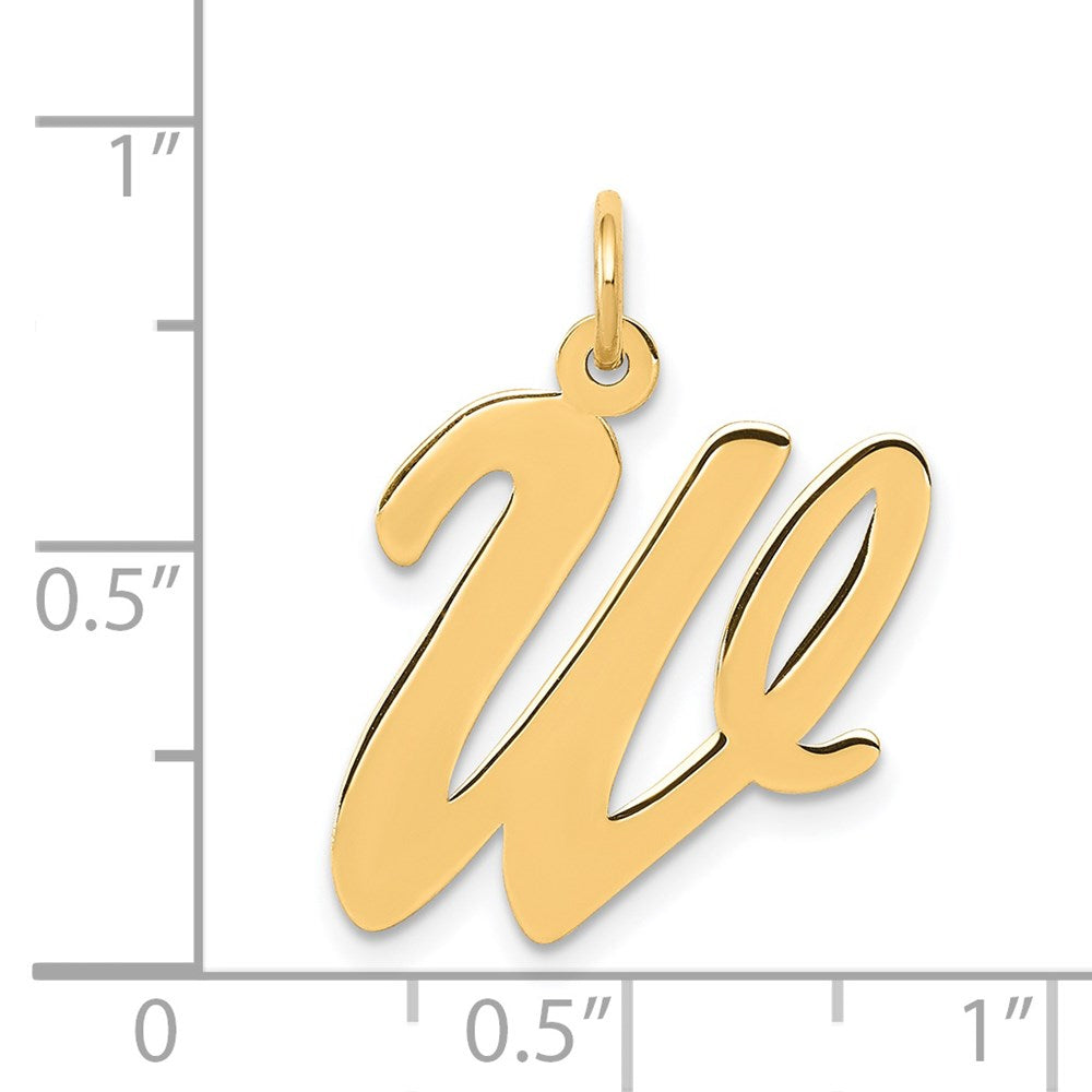 14K Gelbgold 14K Groß Schreibschrift Buchstabe W Initiale Charm