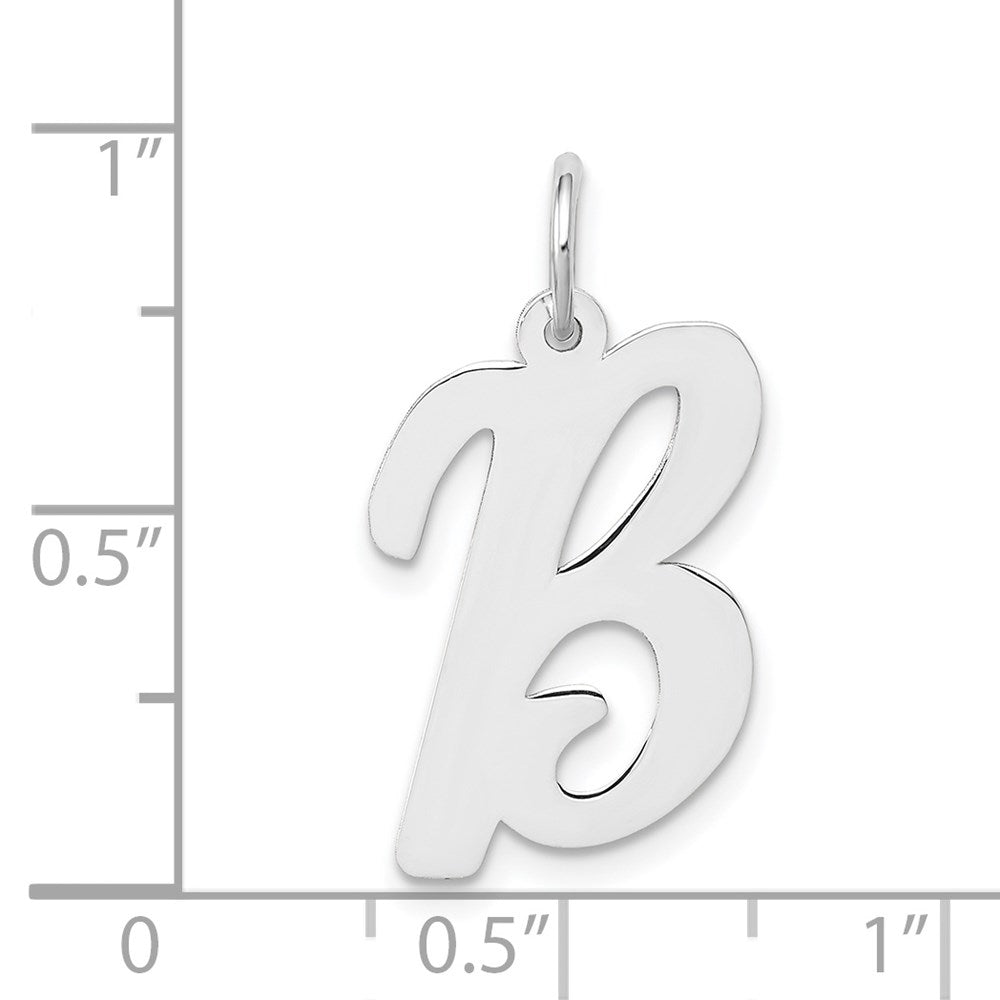 14K Weißgold 14K Weißgold Groß Schreibschrift Buchstabe B Initiale Charm