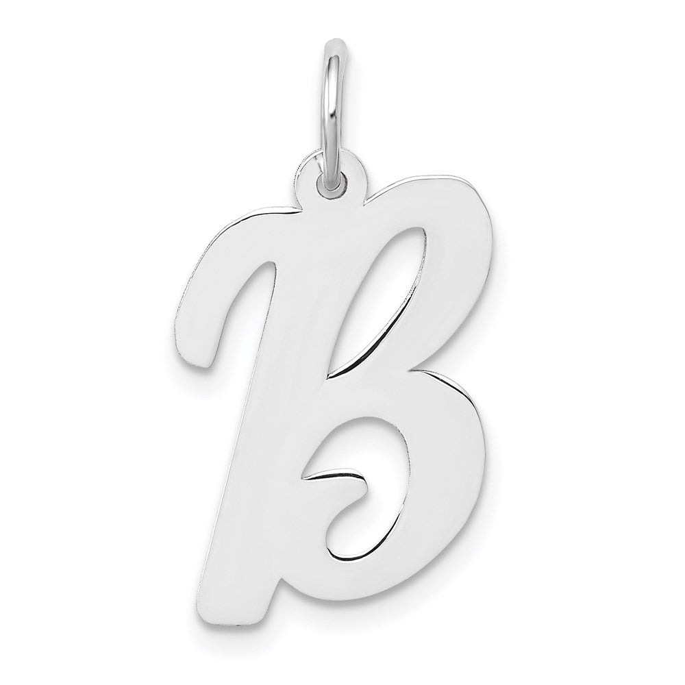 14K Weißgold 14K Weißgold Groß Schreibschrift Buchstabe B Initiale Charm