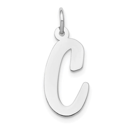 14K Weißgold Groß Schreibschrift Buchstabe C Initiale Charm