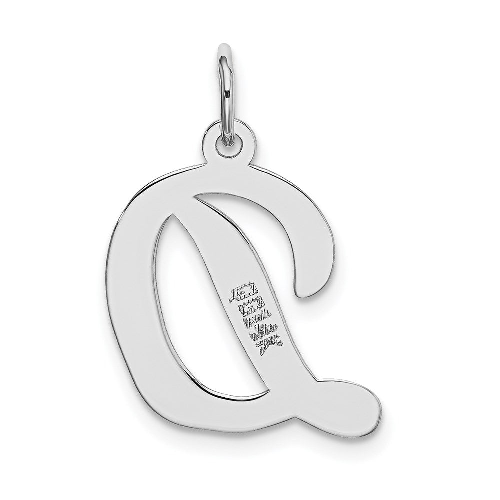 14K Weißgold 14K Weißgold Groß Schreibschrift Buchstabe D Initiale Charm
