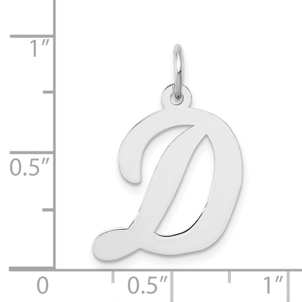 14K Weißgold 14K Weißgold Groß Schreibschrift Buchstabe D Initiale Charm