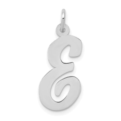 14K Weißgold 14K Weißgold Groß Schreibschrift Buchstabe E Initiale Charm