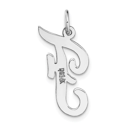 14K Weißgold 14K Weißgold Groß Schreibschrift Buchstabe F Initiale Charm
