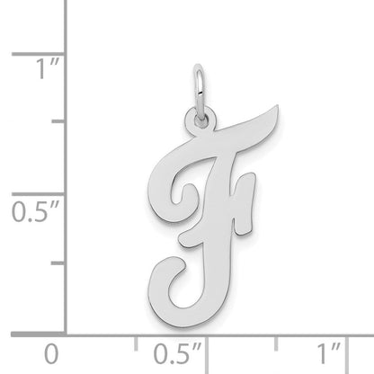 14K Weißgold 14K Weißgold Groß Schreibschrift Buchstabe F Initiale Charm