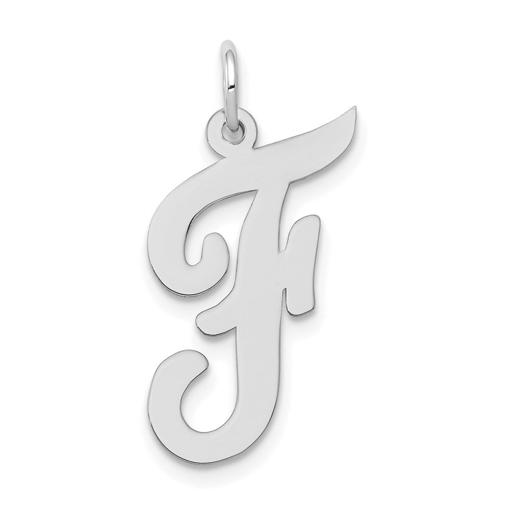 14K Weißgold 14K Weißgold Groß Schreibschrift Buchstabe F Initiale Charm