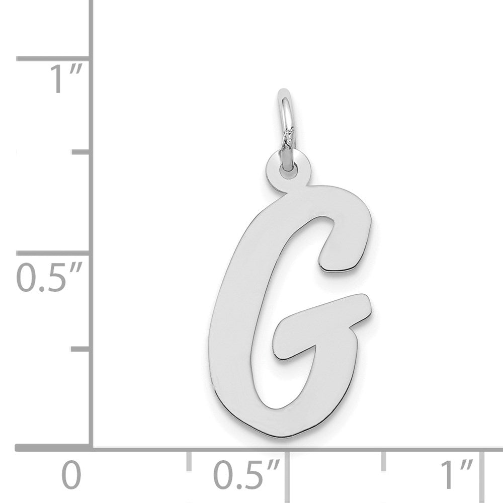 14K Weißgold 14K Weißgold Groß Schreibschrift Buchstabe G Initiale Charm