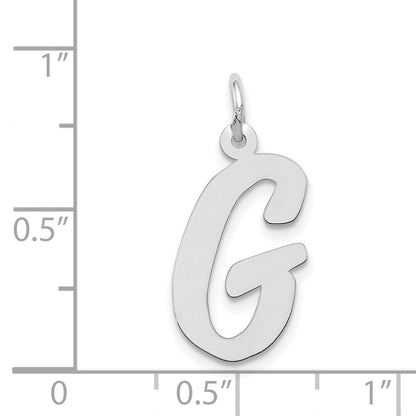 14K Weißgold 14K Weißgold Groß Schreibschrift Buchstabe G Initiale Charm