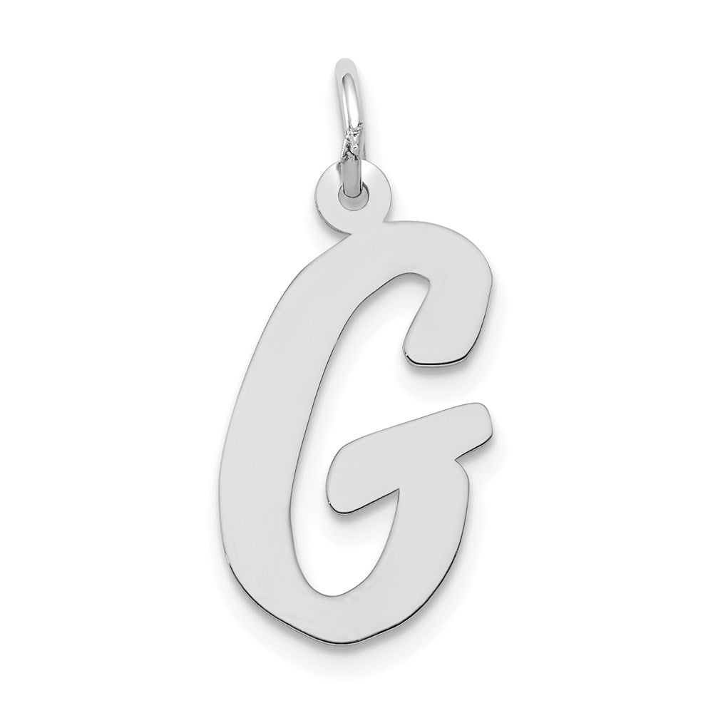 14K Weißgold 14K Weißgold Groß Schreibschrift Buchstabe G Initiale Charm