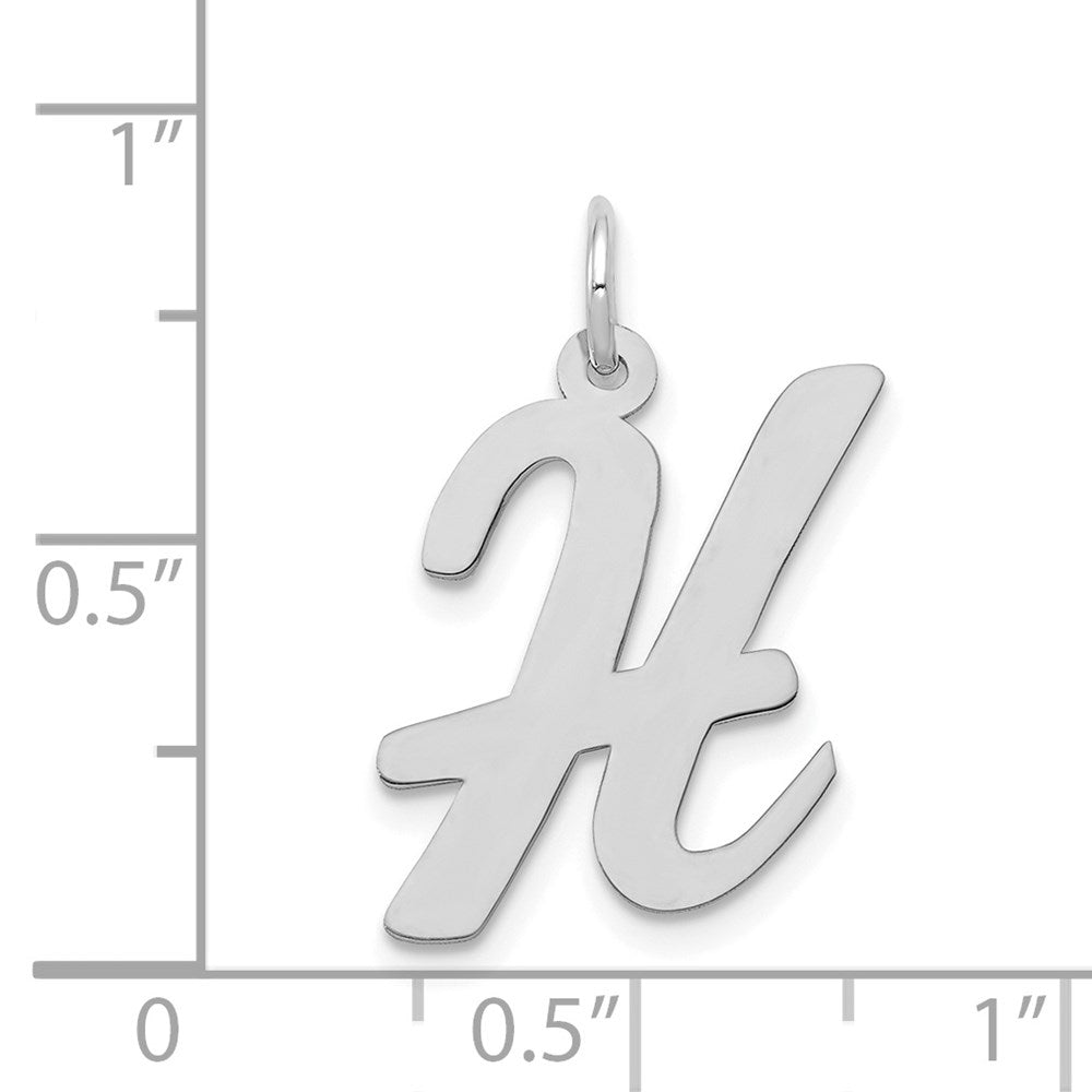 14K Weißgold 14K Weißgold Groß Schreibschrift Buchstabe H Initiale Charm