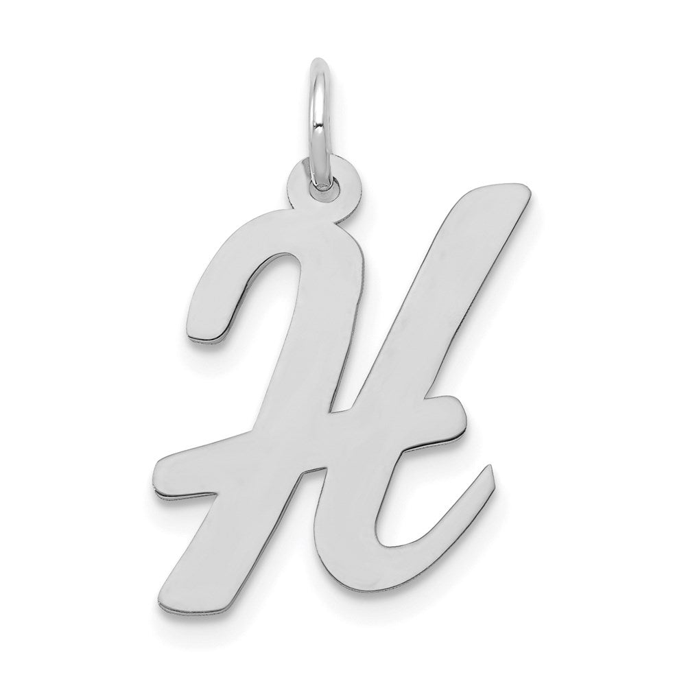 14K Weißgold 14K Weißgold Groß Schreibschrift Buchstabe H Initiale Charm