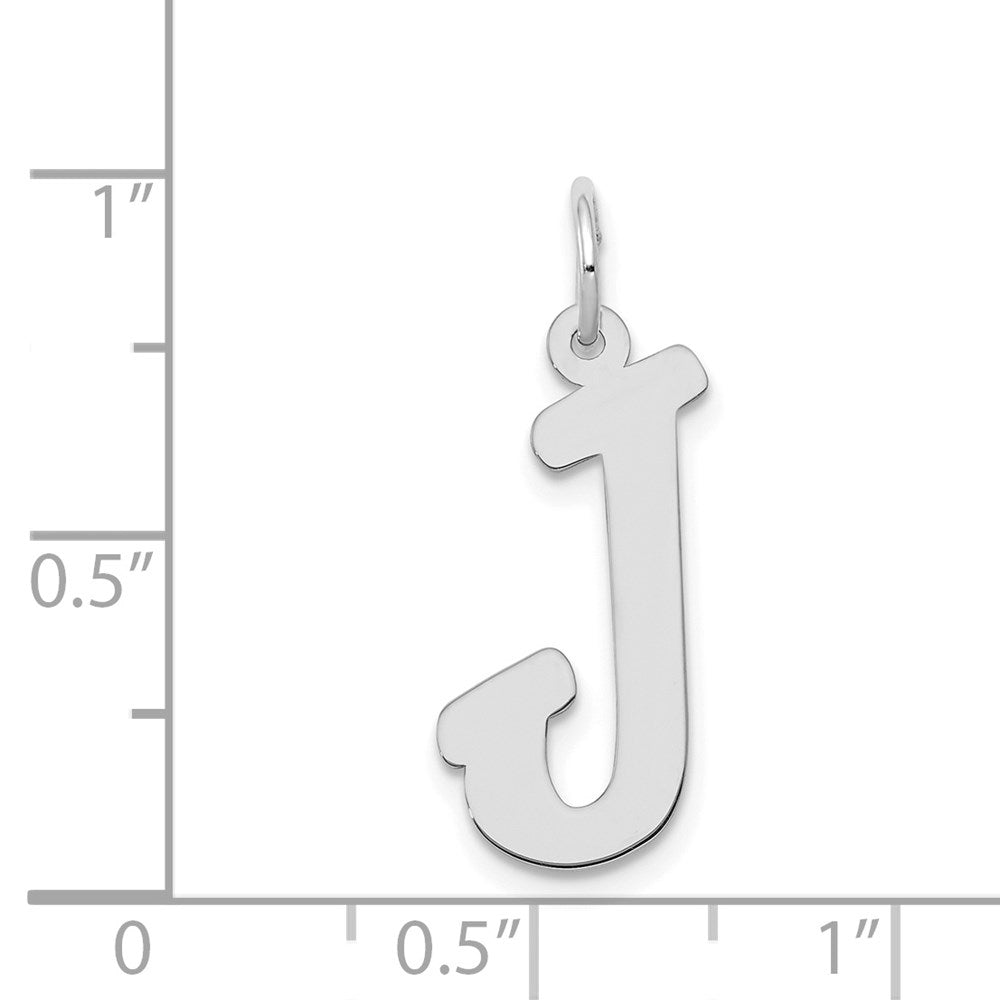14K Weißgold 14K Weißgold Groß Schreibschrift Buchstabe J Initiale Charm