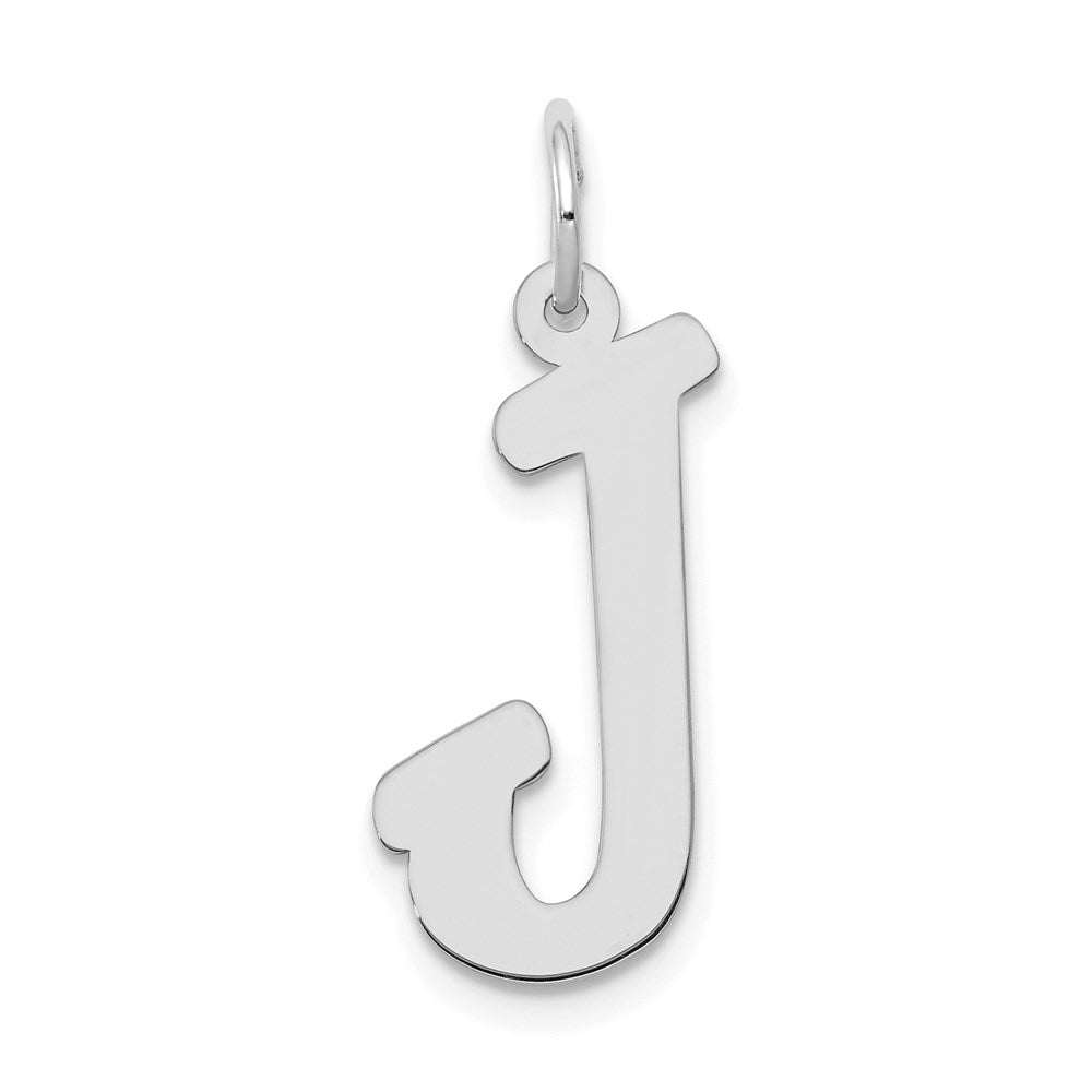 14K Weißgold 14K Weißgold Groß Schreibschrift Buchstabe J Initiale Charm