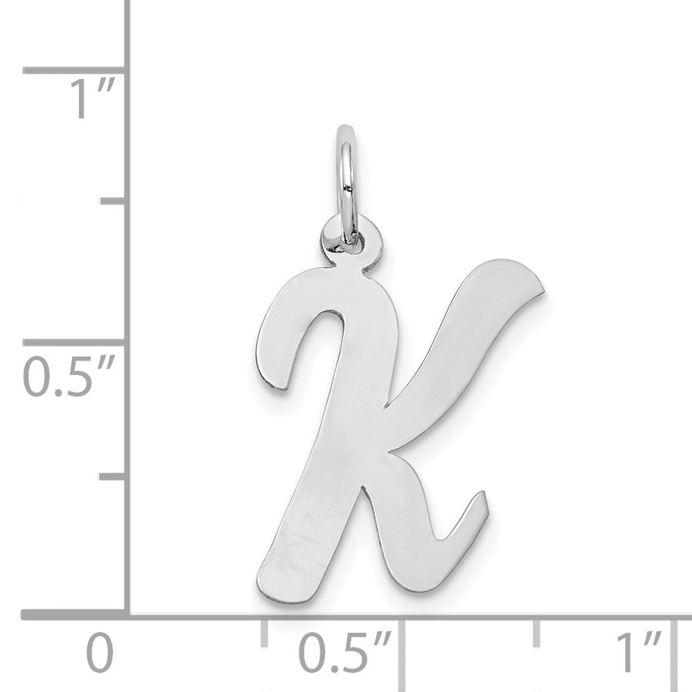 14K Weißgold 14K Weißgold Groß Schreibschrift Buchstabe K Initiale Charm