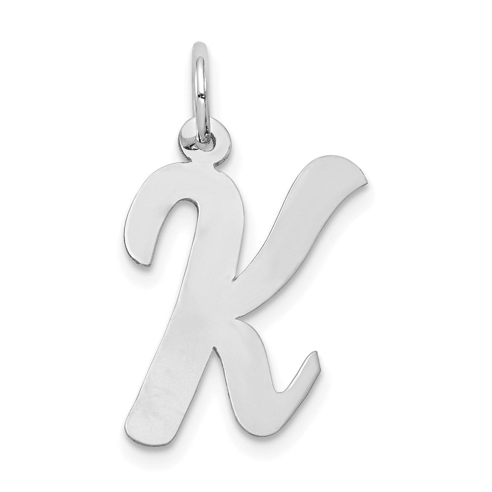 14K Weißgold 14K Weißgold Groß Schreibschrift Buchstabe K Initiale Charm