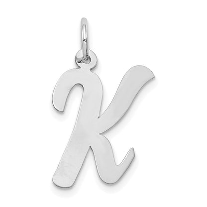 14K Weißgold 14K Weißgold Groß Schreibschrift Buchstabe K Initiale Charm