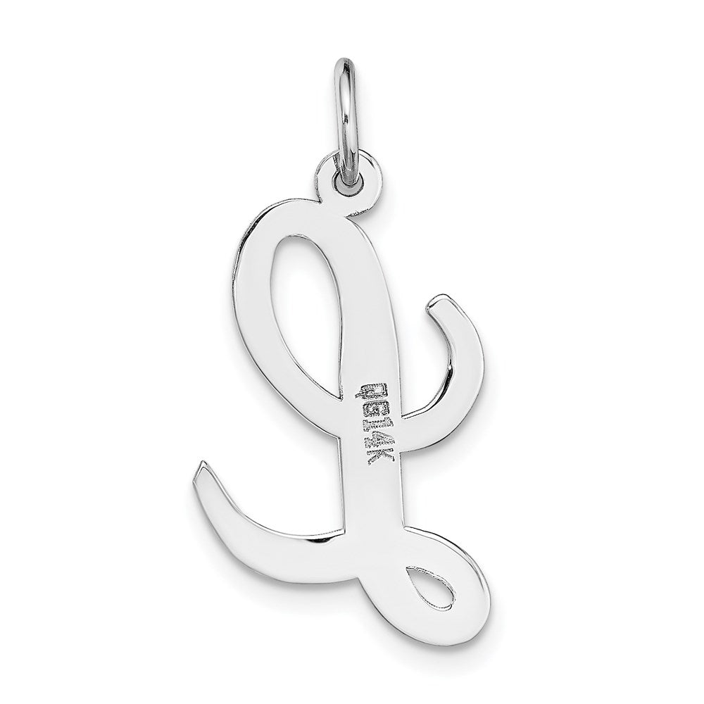 14K Weißgold 14K Weißgold Groß Schreibschrift Buchstabe L Initiale Charm
