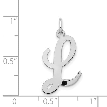 14K Weißgold 14K Weißgold Groß Schreibschrift Buchstabe L Initiale Charm