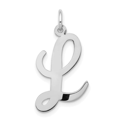 14K Weißgold 14K Weißgold Groß Schreibschrift Buchstabe L Initiale Charm