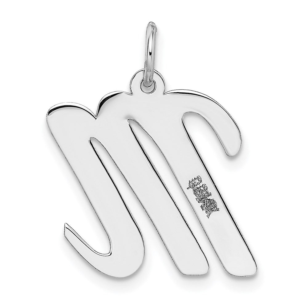 14K Weißgold 14K Weißgold Groß Schreibschrift Buchstabe M Initiale Charm