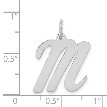 14K Weißgold 14K Weißgold Groß Schreibschrift Buchstabe M Initiale Charm