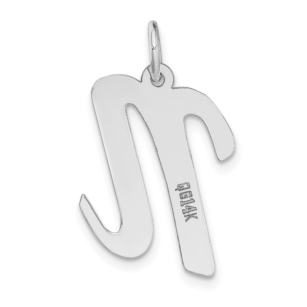 14K Weißgold 14K Weißgold Groß Schreibschrift Buchstabe N Initiale Charm