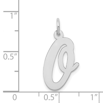 14K Weißgold 14K Weißgold Groß Schreibschrift Buchstabe O Initiale Charm