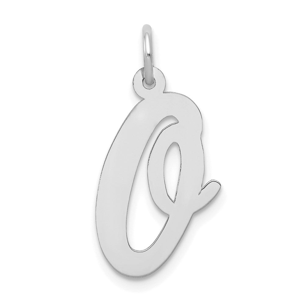 14K Weißgold 14K Weißgold Groß Schreibschrift Buchstabe O Initiale Charm