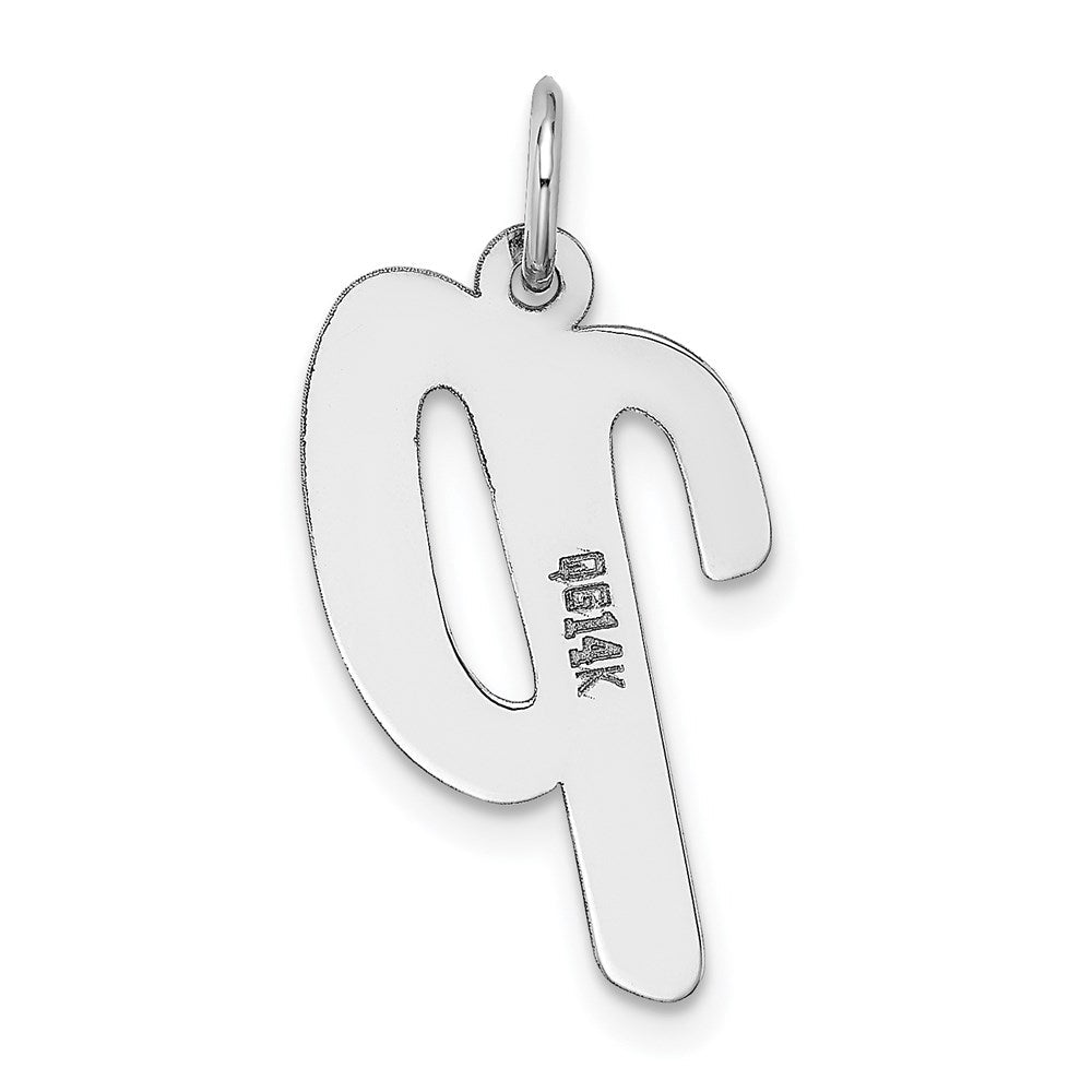 14K Weißgold 14K Weißgold Groß Schreibschrift Buchstabe P Initiale Charm