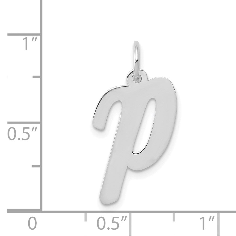 14K Weißgold 14K Weißgold Groß Schreibschrift Buchstabe P Initiale Charm