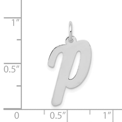 14K Weißgold 14K Weißgold Groß Schreibschrift Buchstabe P Initiale Charm