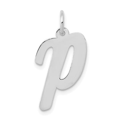 14K Weißgold 14K Weißgold Groß Schreibschrift Buchstabe P Initiale Charm