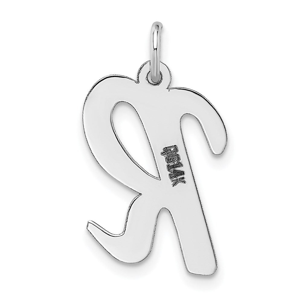 14K Weißgold Groß Schreibschrift Buchstabe R Initiale Charm