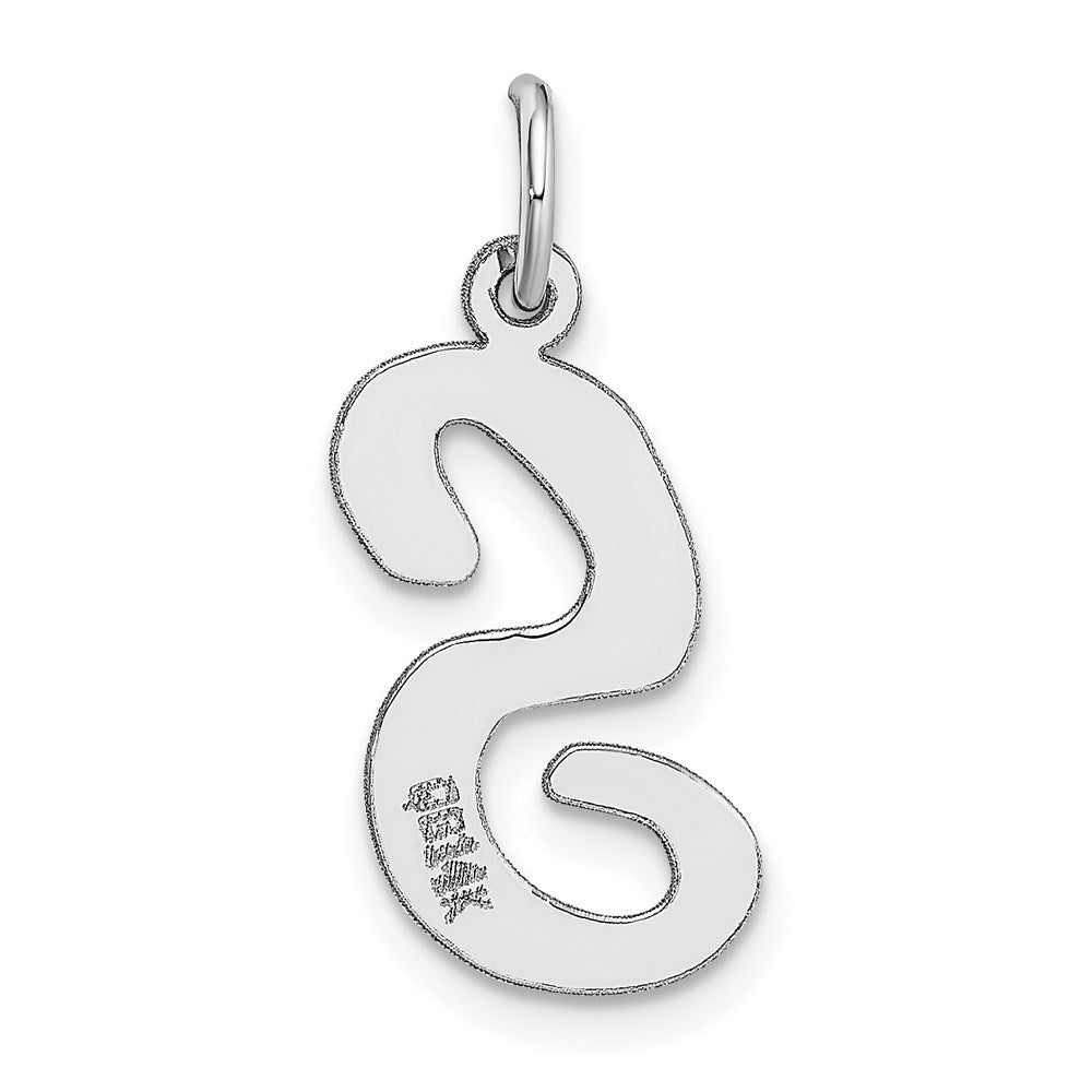 14K Weißgold 14K Weißgold Groß Schreibschrift Buchstabe S Initiale Charm