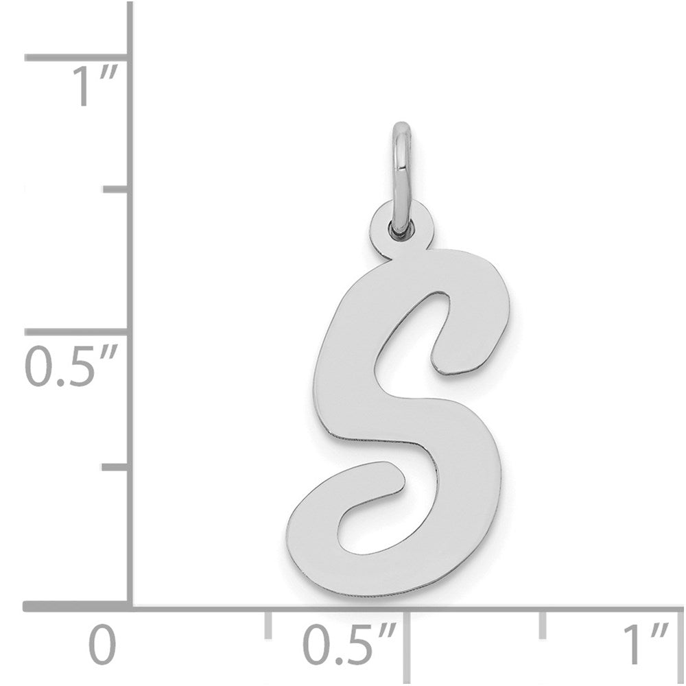 14K Weißgold 14K Weißgold Groß Schreibschrift Buchstabe S Initiale Charm