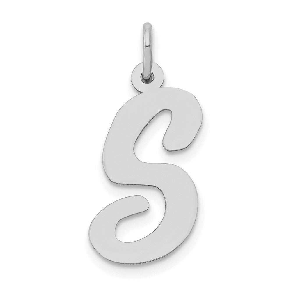 14K Weißgold 14K Weißgold Groß Schreibschrift Buchstabe S Initiale Charm