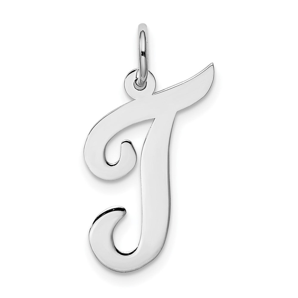 14K Weißgold Groß Schreibschrift Buchstabe T Initiale Charm