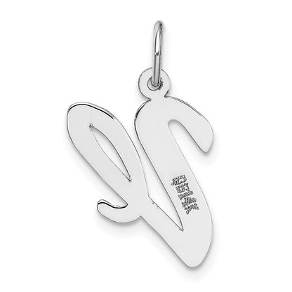 14K Weißgold 14K Weißgold Groß Schreibschrift Buchstabe V Initiale Charm