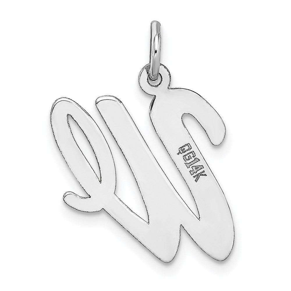 14K Weißgold 14K Weißgold Groß Schreibschrift Buchstabe W Initiale Charm