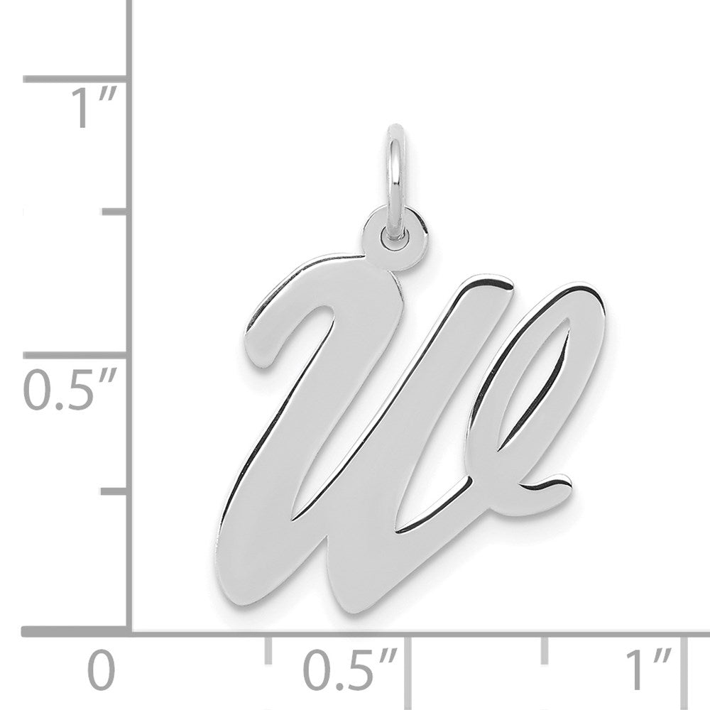 14K Weißgold 14K Weißgold Groß Schreibschrift Buchstabe W Initiale Charm